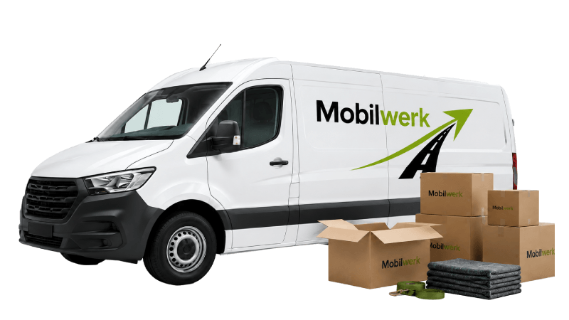 Mobilwerk Transporter mit Umzugskartons